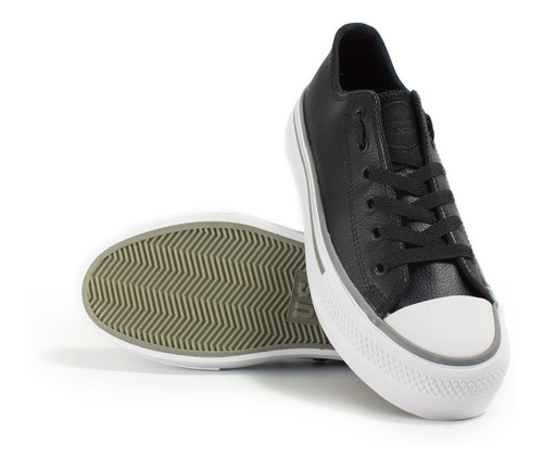 Imagen 2 de 10 de Zapatillas Urbanas Cuero Plataforma Mujer Sneaker Negras