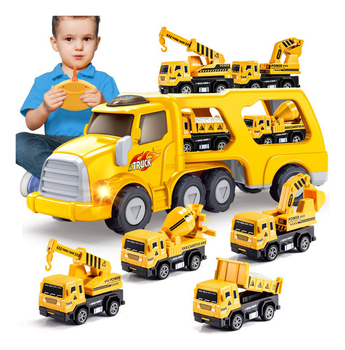 Carro Control Remoto, Camión De Construcción, Juguetes Niño Color Amarillo