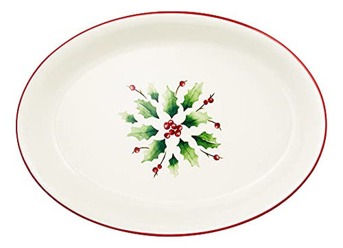 Plato Oval Rayas Navidad Lenox