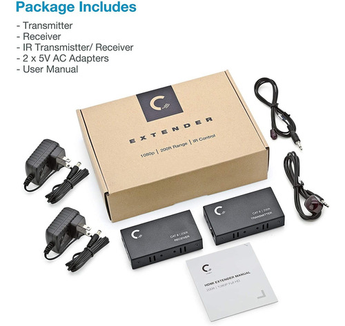 Extensor Hdmi Sobre Cable Ethernet Cat5e Cat6 Cat7 H...