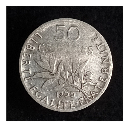 Francia 50 Centimes 1900 Mb Plata Km 854 Sin Marca De Ceca