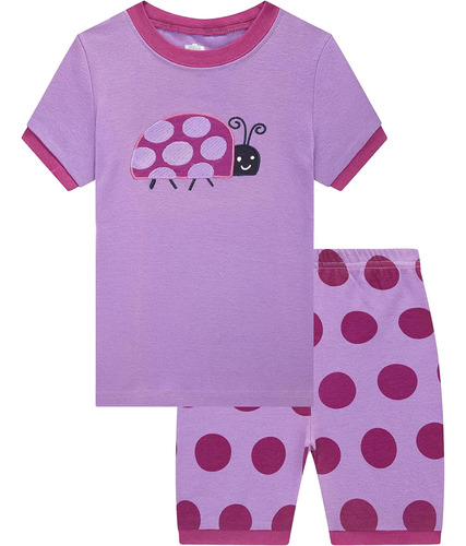 Conjunto De Pijamas Con Diseño De Mariquita Para Niñas Con S