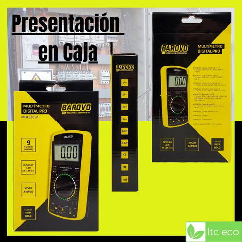 Imagen 3 de 10 de Tester Multimetro Digital Barovo Pro Amperimetro 20 A 1000 V