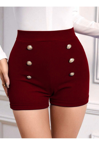 Short Casual Con Detalles En Botones, Ref-4011