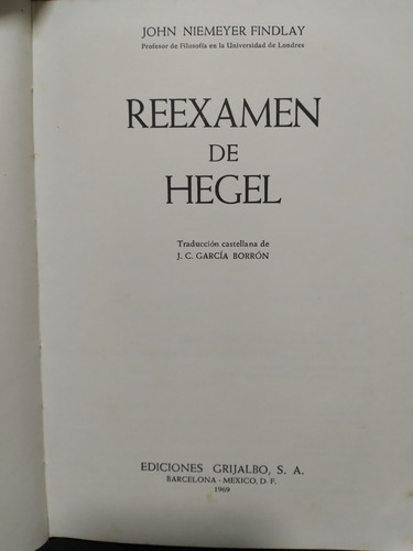 Reexamen De Hegel John Niemeyer Findlay  =