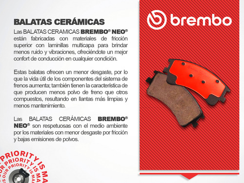 Set Balatas Cerámicas Del Y Tras Brembo Stratus 2001 A 2003
