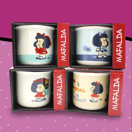 Taza Grande Para Cafe Diseño Mafalda Frases Porcelana 350 Ml Color Aqua - $  199