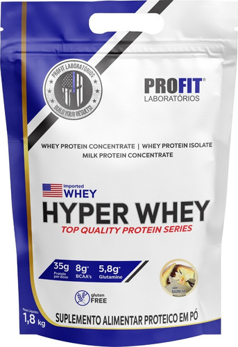 Hyper Whey Protein 1,8kg Isolado E Concentrado - Profit Labs Sabor Baunilha