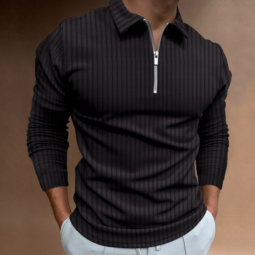 Polo Con Cierre De Cremallera Para Hombre, Blusa Delgada De