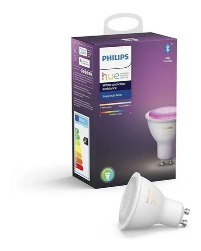 Imagen 2 de 10 de Philips Hue Lámpara Individual Gu10 Bluetooth Color Celular