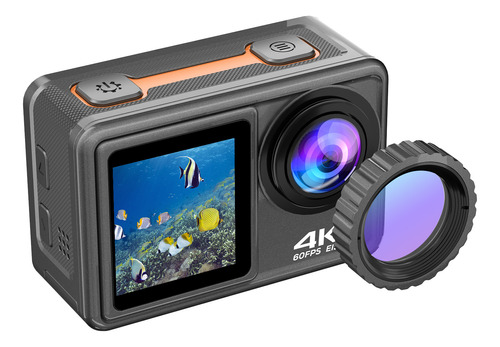 Cámara Deportiva Sport Dual, Videocámara Dv, 4k, 24 Mp, Lent