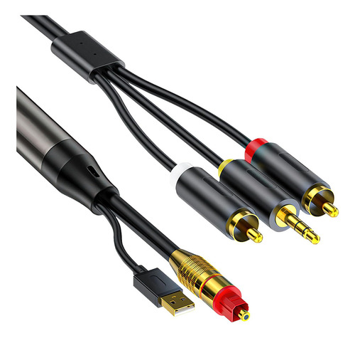 Cable De Audio Estéreo De Fibra Óptica A Analógica 2rca+cone