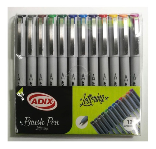 Marcador Lettering - Brush Pen 12 Colores Adix