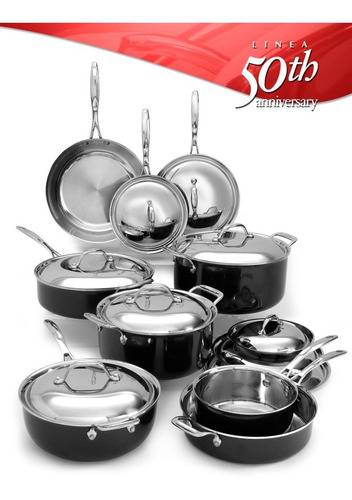 Imagen 1 de 10 de Batería De Cocina Perdura, Línea Aniversario 18 Piezas