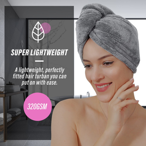 Tenstars Toalla De Microfibra Para El Pelo (gris+rosa+marrón