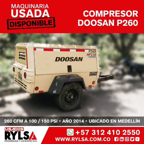 Compresor Usado P260 - Doosan - 260 Cfm A 100 Psi