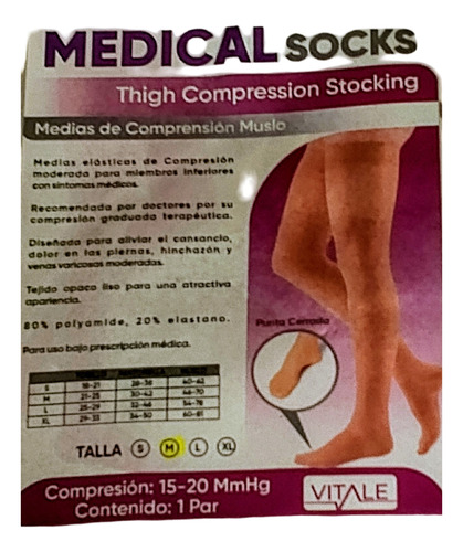Medias De Compresión Muslo Talla M -vitale-