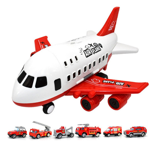 Conjunto De Brinquedo Avião Com 6 Carros