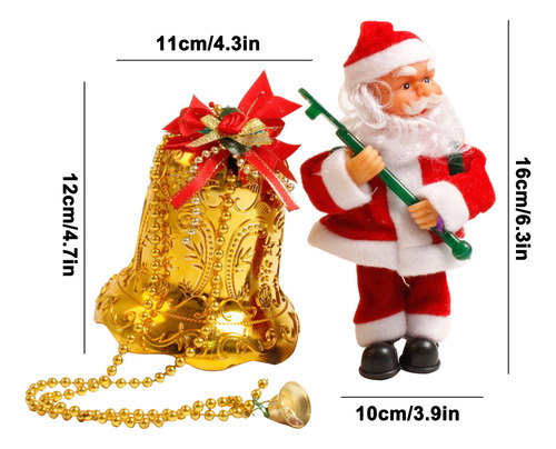 Decoración De Campana Navideña De Papá Noel Trepando, Sube Y
