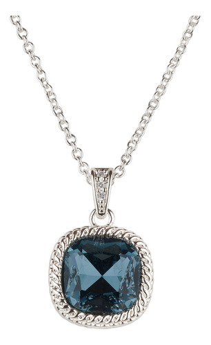 Collar Mujer Oro 14k Plata Zirconia, Mamá Luckyly Color Azul