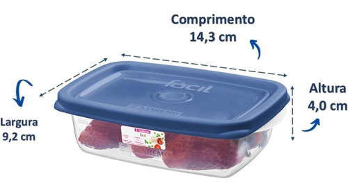 4 Pote Plástico 280ml Retangular Microondas Freezer Bpa Free Cor Coral