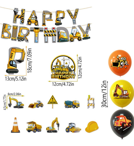 Juego De Globos De Camión De Ingeniería, Decoraciones Para