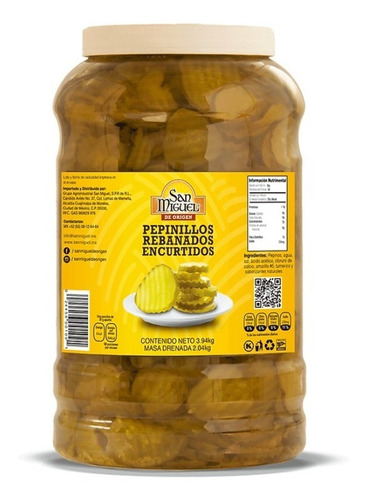 Pepinillo Agrio San Miguel Ondulado Y Rebanado 3.94 Kg