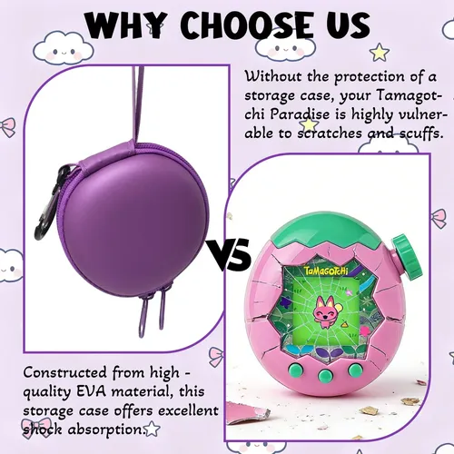 Funda De Viaje Para Tamagotchi Paradise – Estuche De EVA Duro Con Pantalla Transparente – Incluye Cordón Y Mosquetón – Protección Antigolpes Y Antipolvo (7 Colores)