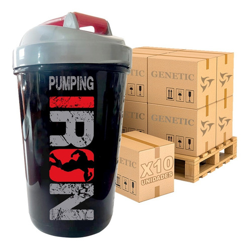 Imagen 1 de 10 de Mayorista 10 Vasos Shaker Iron Black Genetic 600ml Proteínas
