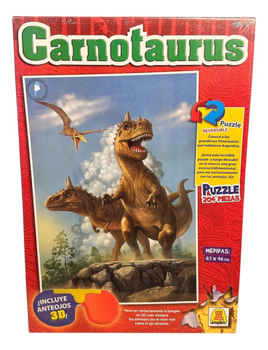 Rompecabezas 3d Puzzle Carnotaurus 204 Piezas Reversible