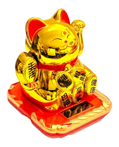 Maneki Neko Solar Gato De La Suerte Y Fortuna 10cm Feng Shui