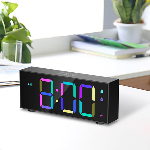 Reloj Despertador Moderno Digital Para Recámara Multicolor