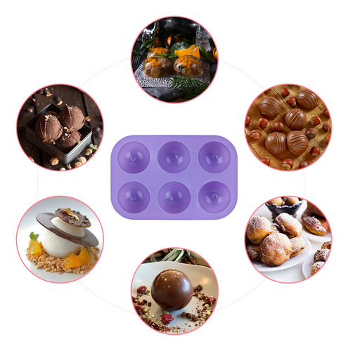 Molde Para Tartas De Silicona, 6 Cavidades, Semiesférico,