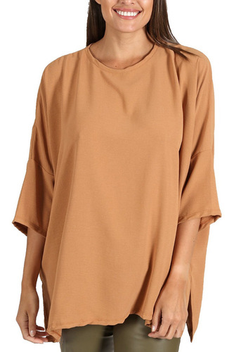 Imagen 2 de 4 de Maxi Blusa Remeron De Crepe Manga 3/4 Talle Grande Especial