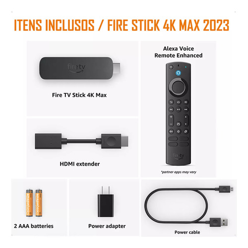 Amazon Fire Tv Stick 4k Max 16gb Wifi 6 Alexa Controle Voz Preto De Voz