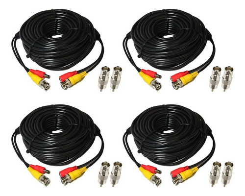 Gawker 4 Pack 60 Pie Prefabricado Cctv Cable Video + Power