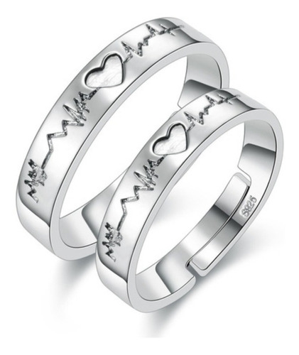 Anillos Aros Corazon Electrocardiograma Plata 950