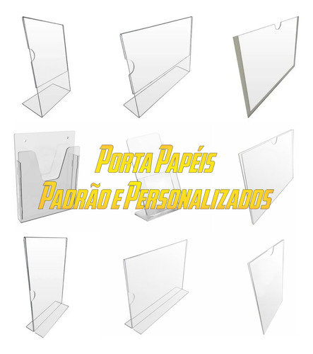 Porta Folha A2 De Parede Horizontal Com Borda De Dupla Face Transparente
