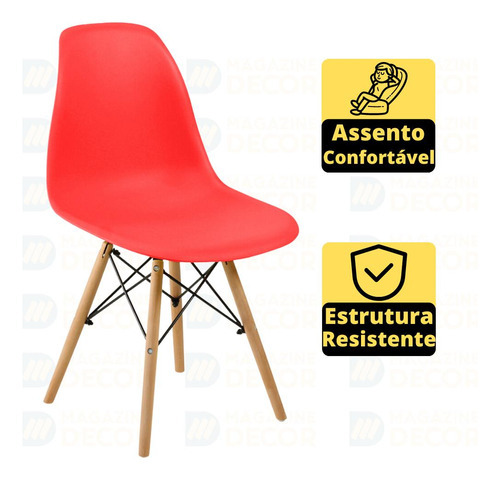 Kit Mesa Jantar Eiffel 120x80cm Branca + 4 Cadeiras Eiffel Cor Vermelha