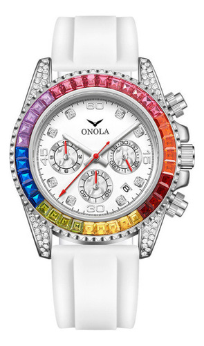 Reloj De Cuarzo Con Calendario De Diamantes De Lujo Onola 68