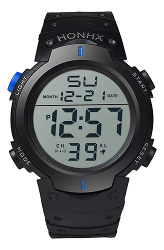 Reloj Deportivo Hombre Moda Hx Resistencia Agua 3atm B222 Bisel Azul