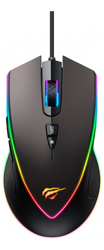 Mouse Gamer Para Jogo Havit Ms1017 Usb 6400 Dpi Com Led Rgb Cor Preto