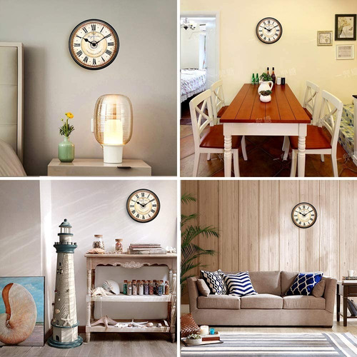 Reloj De Pared Silencioso Estilo Europeo, Retro, Vintage Color De La Estructura Negro