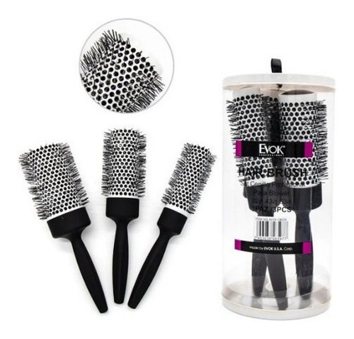 Imagen 2 de 2 de Set Cepillos 3 Piezas Secador Cabello Peluqueria Profesional