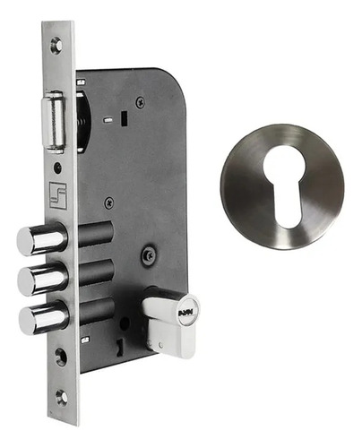 Fechadura Rolete 3 Pinos F-5570-3r Redonda Escovada Fortezza