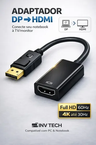 Adaptador DisplayPort Para HDMI Fêmea Cabo Displayport hdmi 4K
