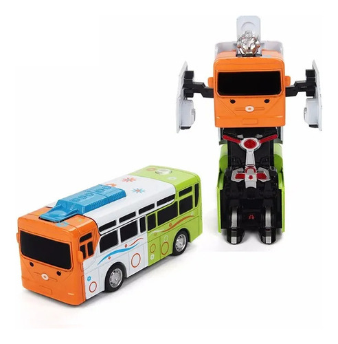 Transforme Autobus De Metal A Robot  Mide 14cm