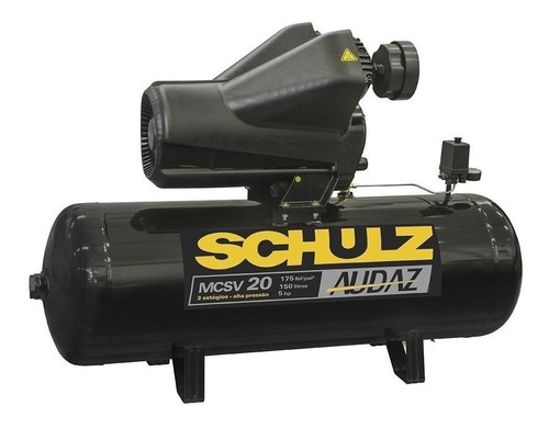 Compressor de ar elétrico Schulz Audaz MCSV 20/150 trifásica 150L 5hp 380V 60Hz preto