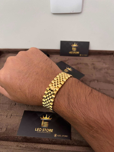 Pulseira Rolex Aço Titanium Banhado Ouro 18k, Frete Grátis