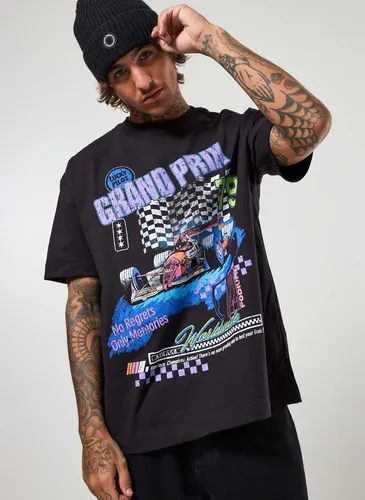 Camiseta Oversized Preta Estampa Racing